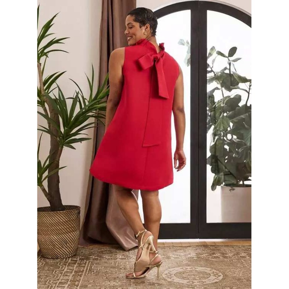 Torrid Belle Isle Bow Back Mini Dress Red Ruffle Neck Sleeveless 1X 14-16 NEW